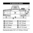Dimension diagram for the WARN VR EVO 10-S 10,000 lb truck, Jeep, and SUV winch showing measurements and mounting layout
