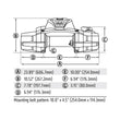 Dimension diagram for the WARN ZEON XD 10-S 10,000 lb truck, Jeep, and SUV winch showing measurements and mounting layout