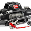Angled view of the WARN ZEON XD 12-S 12,000 lb truck, Jeep, and SUV winch with 80 ft synthetic rope and hawse fairlead
