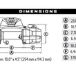 Dimension diagram for the WARN ZEON XP 12-S 12,000 lb truck, Jeep, and SUV winch showing measurements and mounting layout