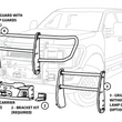 Dimension diagram for the WARN Trans4mer Gen III Full Grille Guard grille guard winch mount kit showing measurements and mounting layout